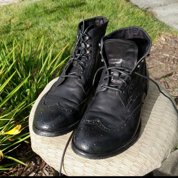 Officine Creative For Barney's Of N.Y. Wingtip Brogue Leather Boots Size 9 - Picture 7 of 16